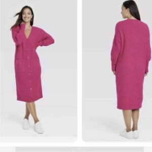 A New Day Button Front Sweater Dress